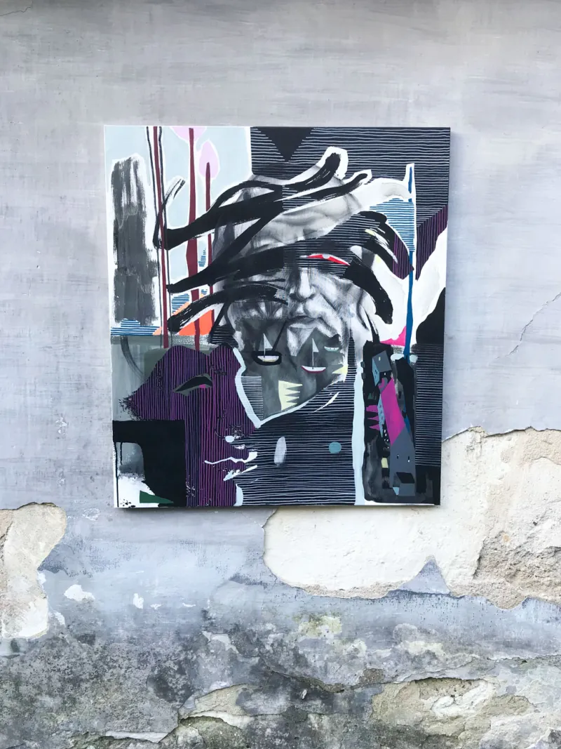 Stařec a bouře - akryl - 90x100 cm