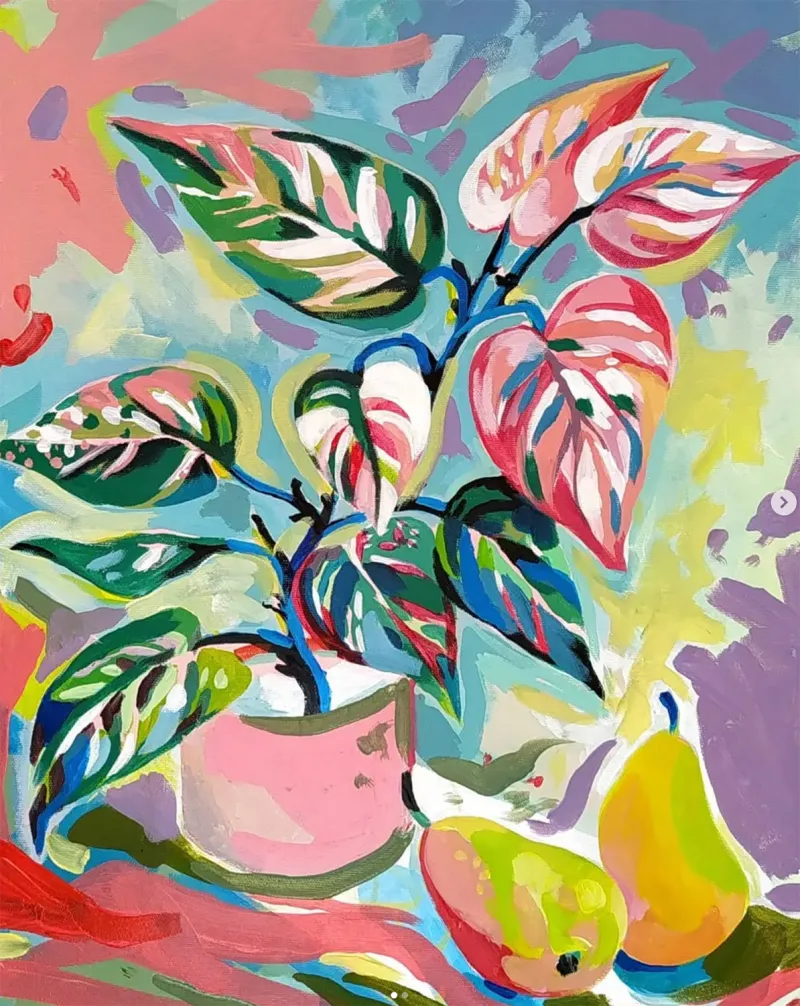 Botanický akrylový obraz – Veronika Tomášková